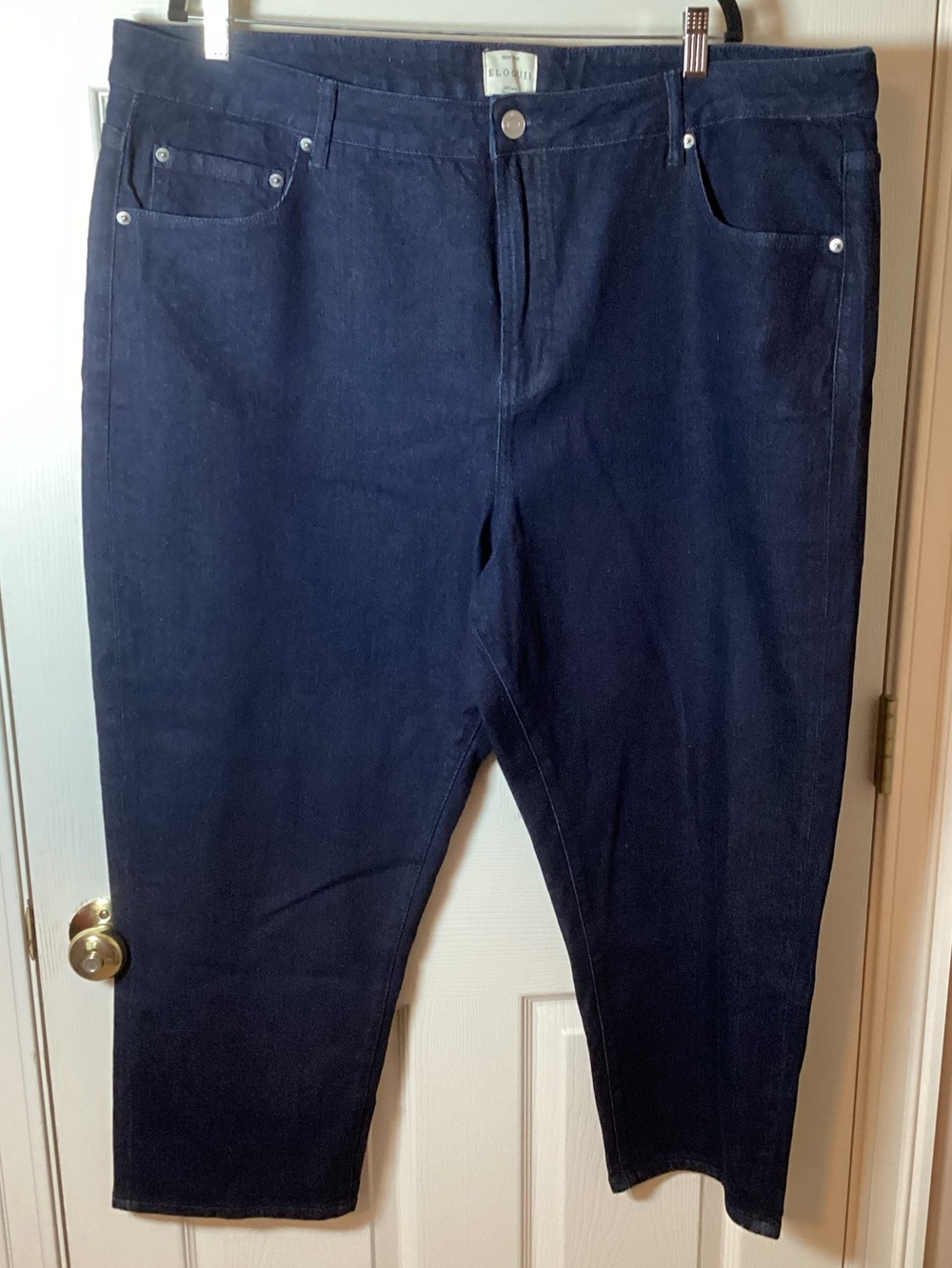 Eloquoii The Naomi Crop Comfort Stretch Dark Navy Jeans - Size 22